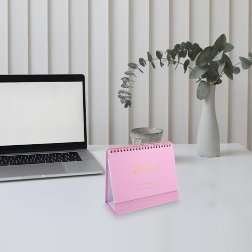 STOBOK Small Desk Calendar,2024-2025 Desk Calenda Flip Calendar Desktop Calendar Desk Tent Calendar Monthly Calendar for Home Office -Pink