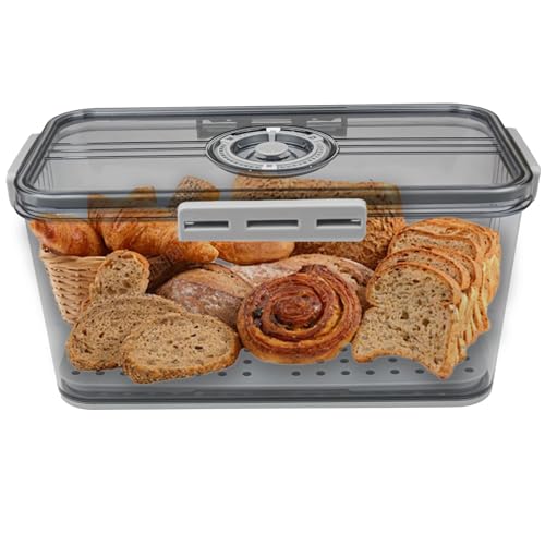 Bread Box for Kitchen Countertop Large Bread Box Farmhouse Bread Container Bread Storage with Window Bread Holder Black