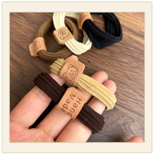 10 Pcs High Elastic Hair Ties Seamless Ponytail Hairbands Hair Bands Durable Hair Accessories for High Ponytail, Bun, Workout (Striped Bear)