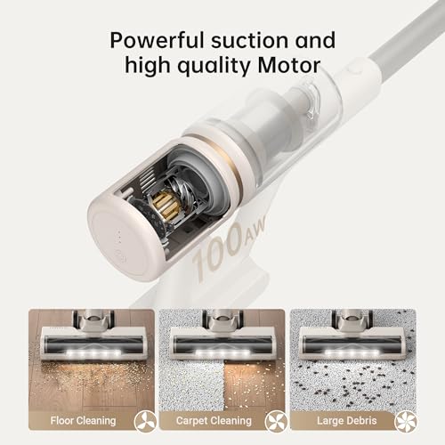 Dreame U10 Cordless Upright Stick Vacuum Cleaner, 19000 Pa Powerful Suction, 180° Rotating Brush Head, Wall-mounted Lightweight With LED Light for Hard Floors, Rugs & Pet Hair, 2 Years Warranty