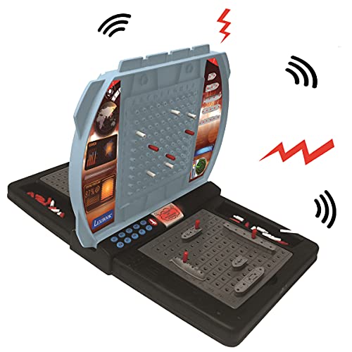 LEXIBOOK GT2800i1 Talking Sea Battle (French, English, Spanish, Portuguese), Electronic Board Game 1 or 2 Players, Interactive, Light and Sound Effects, Strategy, batteriy Operated, Grey/Black