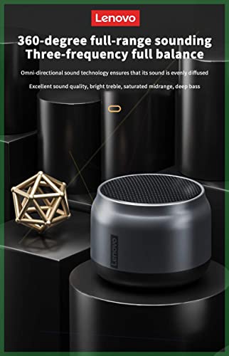 Lenovo K3 Thinkplus Portable Bluetooth Speaker, Mini Wireless Speaker with Loud Stereo,Booming Bass, Outdoor Speakers 5.0, Dual Pairing for Home, Grey