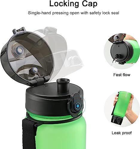 UZSPACE Water Bottle with Infuser Strainer BPA Free Tritan Leak Proof Sport Water Bottles for kids Fitness Gym Office Outdoor Sports and Exercise (1L, Vitality Green)