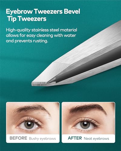 MR.Green Professional Precision Tweezers for Facial Hair and Eyebrows - Stainless Steel Slanted Hair Removal Tool for Women and Men