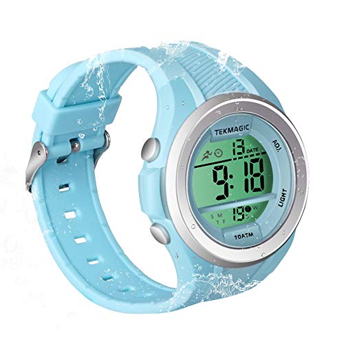 TEKMAGIC 10 ATM Waterproof Digital Sports Watch for Boys Girls Swimming Diving 100m Underwater with Alarm Clock, Chronograph, Timer, Countdown, Dual Time Zone, 12 or 24 Hour Format