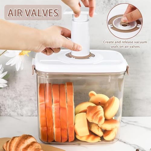THE WHITE SHOP Bread Box for Kitchen Countertop, Airtight Loaf Bread Storage Container, Time Recording Bread Keeper with Lid, Bread Holder Bin for Homemade Bread, Bun, Bagel, Loaf (Color : B)