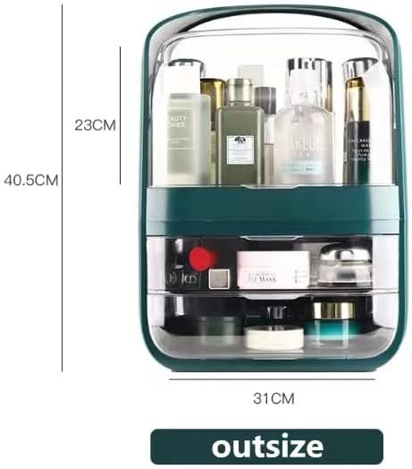 LIMOS Modern Makeup Storage Organizer Box Cosmetics storage display rack with drawer,Waterproof, dustproof, display cabinet Suitable for bathroom countertop, bedroom dresser (Design D White)
