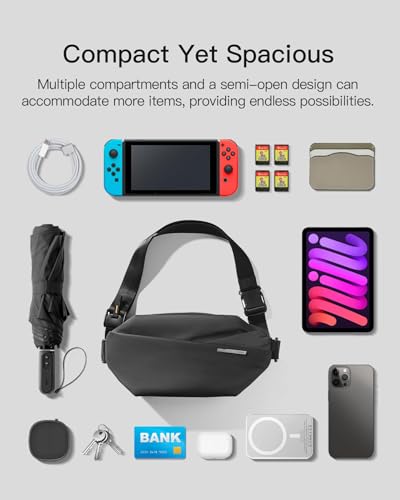 Inateck Compact Bum Bag 4L, Stylish Sling Bag Men Women Waterproof Chest Bags Shoulder Bag Shoulder Bag Crossbody Bag for Travel School Hiking