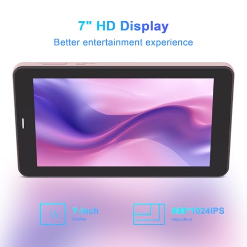 C idea 7 Inch Tablet,Android 13 Tablet,Quad Core Processor,8GB RAM 512GB ROM,512GB Expand,Dual Camera,Tablet with SIM, WiFi,Bluetooth,Case,StylusCM518 Pro (Pink)