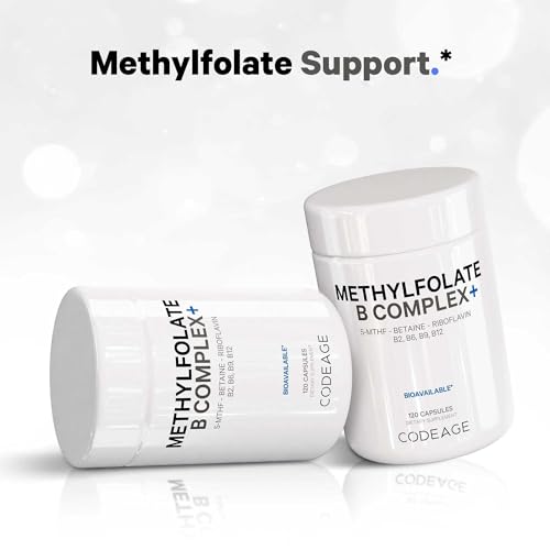 Codeage Methyl-Elite Methylation Supplements - 5 MTHF, Methylcobalamin 1000mcg Methylated Vitamin B12, Riboflavin, Betaine, Vitamins B6, Methylfolate, Methylation Cycle MTHFR - 2 Months - 120 Capsules
