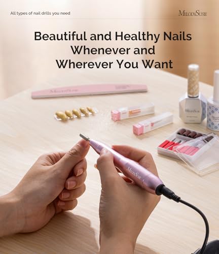 MelodySusie Electric Nail Drill Machine,PC120I Portable Electric Nail File Efile Set for Acrylic Gel Nails, Manicure Pedicure Tool with Nail Drill Bits Sanding Bands Dust Brush (Purple)