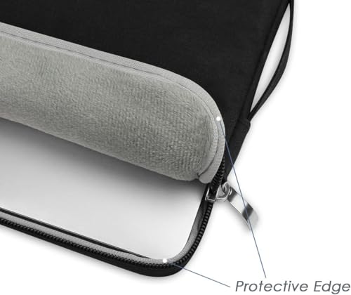 FALAHOM 15.6 Inch Laptop Sleeve Case with Handle for 15-15.6 Inch HP Lenovo MacBook Dell Computer Notebook Travelling Carrying Canvas Bag Protective Accessories with Zippered (Black)