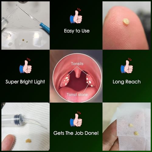 Airgoesin™ 2 Lighted Earwax Removal or Tonsil Stone Remover Tool, 6 Tips, Tonsillolith Pick Case + Irrigator Clean
