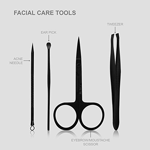 Utopia Care Professional Manicure Pedicure Set Nail Clippers Kit - Stainless Steel 16 in 1 Portable Travel Grooming Kit - Facial, Cuticle and Nail for Men and Women -