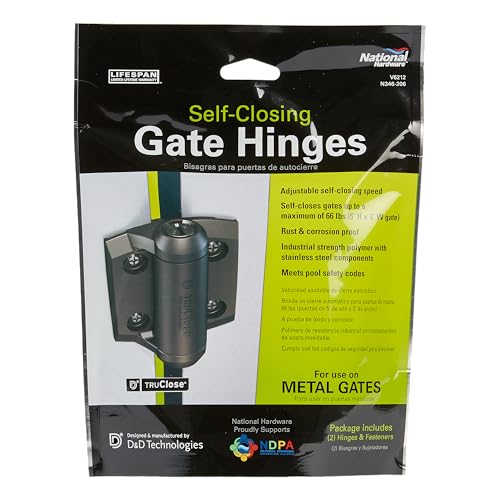National Hardware N346 206 Truclose Narrow Spring Hinges Black Polymer 2 Pack, 3-13/16"x2-1/2"