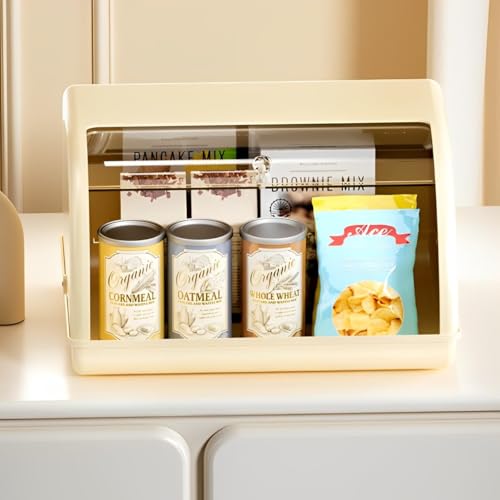 Bread Box for Kitchen Countertop Large Bread Box Farmhouse Bread Container Bread Storage with Window Bread Holder Black