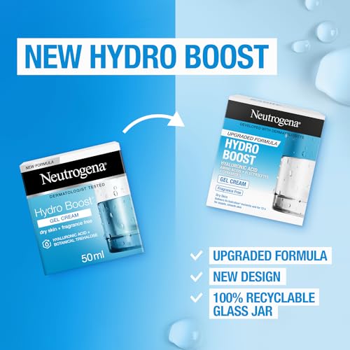 Neutrogena Face Cream Gel Hydro Boost, Quenches Dry Skin And Keeps It Looking Smooth And Supple. Lightweight, Quick-Absorbing Formula, 50Ml