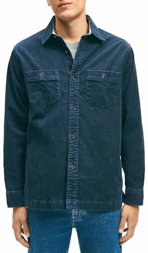 Brooks Brothers mens Medium Wale Corduroy Shirt Jacket Button Down Shirt