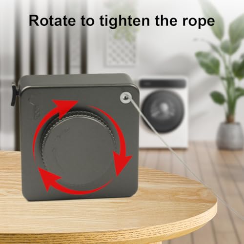 Evaliana Retractable Clothesline Indoor Wall Mounted – Heavy Duty Clothes Line with Stainless Steel Wire for Bathroom & Balcony, Space-Saving Laundry Drying Rope (Dark Grey)