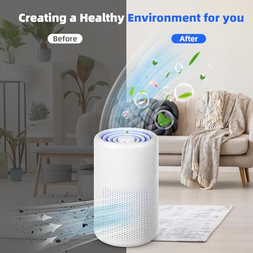 Small Air Purifiers for Home Bedroom，H13 HEPA Personal Desk Mini Air Purifier, 20db Quiet Small Air Filter Cleaner with USB Cable for Bedroom,Dorm,Pets,Smoke,Desktop,Office (White)