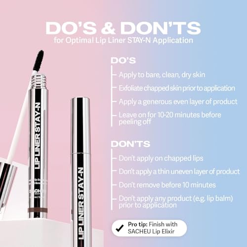 Sacheu Lip Liner Stay-N - Peel Off Lip Liner Tattoo, Peel Off Lip Stain, Long Lasting Lip Stain Peel Off, Infused with Hyaluronic Acid & Vitamin E, For All Skin Types, MUAH-ve