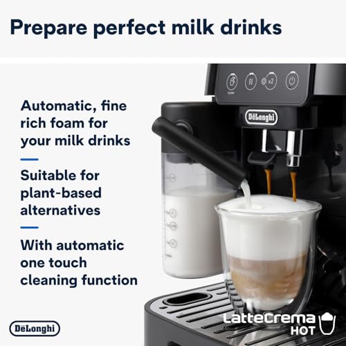 De'Longhi Magnifica Start Fully Automatic Coffee Machine, One-Touch Cappuccino Maker with LatteCrema Hot Technology, 13 Grind Settings, Compact Design, Soft Touch Panel – ECAM220.60.B