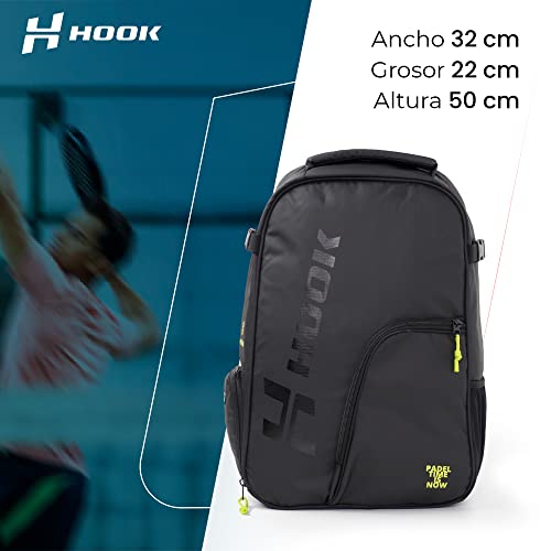 PADEL RACKETS INNOVATION SL. Hook ??Padel Backpack ??32 x 22 x 50 cm ??Unisex ??Waterproof Fabric ??Shoe Compartment ??Reinforced Lumbar System ??Adjustable Straps