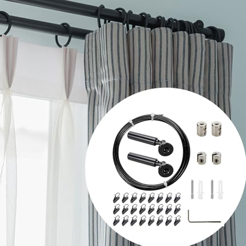 Retractable Clothesline - 304 Stainless Steel Retracting Indoor Curtains Wire - Adjustable Heavy Duty Laundry Dryer Rope for Dorm Apartment Hotel Bedroom