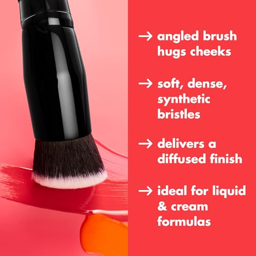 e.l.f. Camo Liquid Blush Brush, Angled Blush Brush Ideal For Applying & Blending Colours On Cheeks, Soft, Dense Bristles, Vegan & Cruelty-free