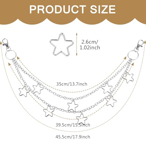 Vintage Pants Chain Belt for Women and Men, Star Layered Waist Chain with Rock Wallet Design, Jean Pocket Body Accessories