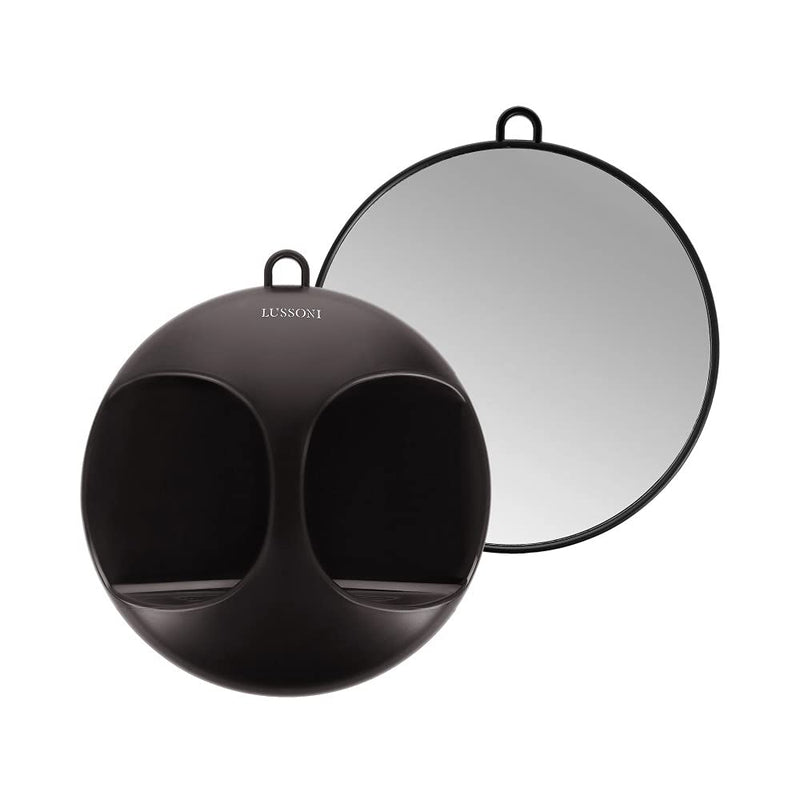 TB TOOLS FOR BEAUTY T4B LUSSONI Black Wide, Practical and Professional Hairdressing Hand Mirror 28 cm for Salons, Hairdressers, Beauticians, Women and Men