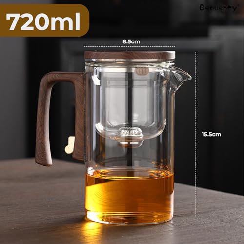 Enchanti Tea Pot, 720ml Water Separation Glass Teapot, Magnetic Filtration Tea pot with Switch, Durable Glass Teapot for Loose Leaf & Herbal Teas