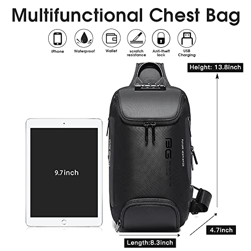 BANGE Sling Bag, Waterproof Men's Chest Bag Shoulder bags Crossbody Sling Backpack for Menâ€¦â€¦