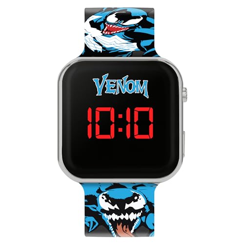 Disney Venom Kids LED Digital Watch with Printed Character Black Silicone Strap,VEN4001
