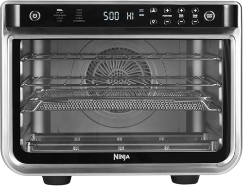 Ninja Foodi 10-in-1 Multifunction Oven, Fast Mini Oven, Countertop Oven, 10 Cooking Functions, Air Fry, Pizza, Grill, Roast, Bake, Toast, Bagel & more, Make Family-Size Meals, Silver/Black DT200ME