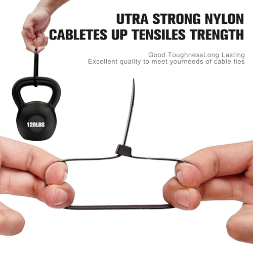 MOMENT Self Locking Cable Ties | 300 x 4.8 mm 12" inch | 100 Pieces, Black | Heat Resistant Cable Zip Ties | Self-Locking Cable Organizer | Anti - Slip Wire Organizer | For Indoor & Outdoor Use