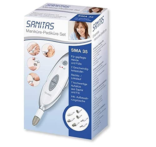 Sanitas SMA 35 Electric Manicure Pedicure Set with 7 Nail Care Attachments White/Silver