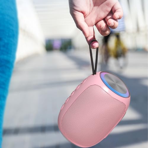 Azonee Portable Bluetooth Wireless Speaker - Crisp Sound, Multiple Play Modes, Ideal for Home and Outdoor Use, Compatible with Cellphones and PCs, Household Luminous High Volume Subwoofer (Pink)