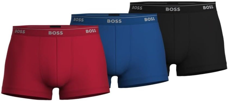 Men's Stretch Cotton 3 Pack Trunks - New Red/Blue/Black