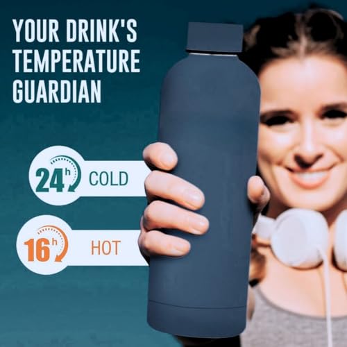 AZH-space 25OZ Stainless Steel Water Bottle 750ml Double Insulated Water Bottle for Kids School Carry Handle BPA Free Drinking Thermos Flask ????? ?????? (DARK BLUE, MEDIUM)