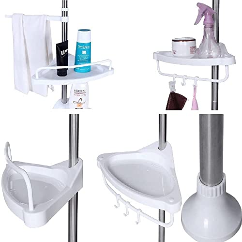 Shower Shelves Rack,4-Tier Bathroom Height Adjustable Telescopic Shower Shelf Shower Corner Rack for Shampoo Soap Tower, Iron (1)