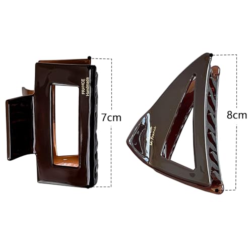TMEOSK 2 PCS Hair Clips, Square Cutout and Triangle Design, Unique Korean Geometric Shape and Chocolate Color Matching, Suitable hair accessories for women