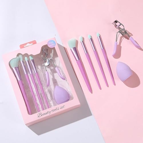 TAFAN™ 6-in-1 Beauty Tools Set – Makeup Brush Set, Beauty Sponge, Eyelash Curler, Travel-Friendly Cosmetic Kit for Flawless Application