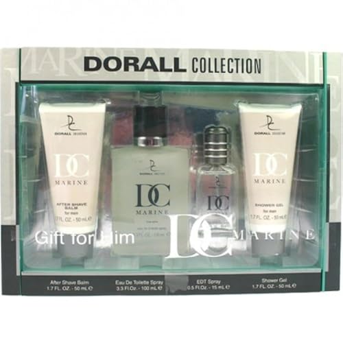 DORALL COLLECTION DC Marine Perfume Gift Set for Men (Eau de Toilette 100ml + Eau de Toilette 15ml + Shower Gel 50ml + After Shave 50ml) Gift for Him