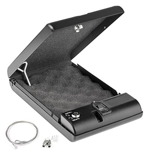 AXNI Gun Safe, Biometric Pistol Safe, Automatic Opening/Fingerprint Recognition (120 Groups), Car Travel Key, Can Store Money/Guns, Low Battery Reminder,OS120