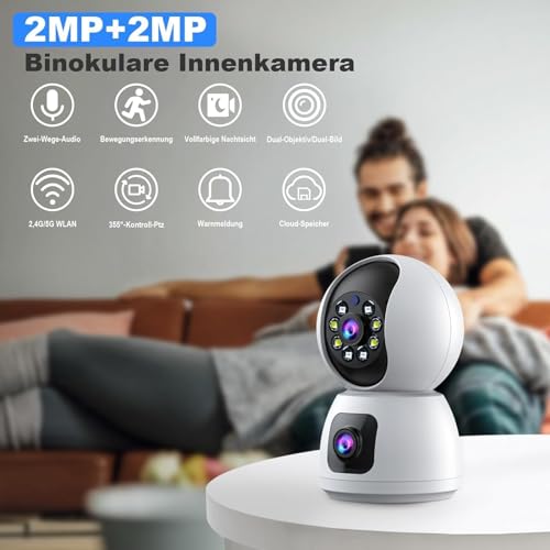 Dual lens Camera HD 4MP Wifi & 4G Sim dual system Smart security Camera 360° indoor, Two way Audio Human Intrusion Detection, Day & night vision Phone alert.