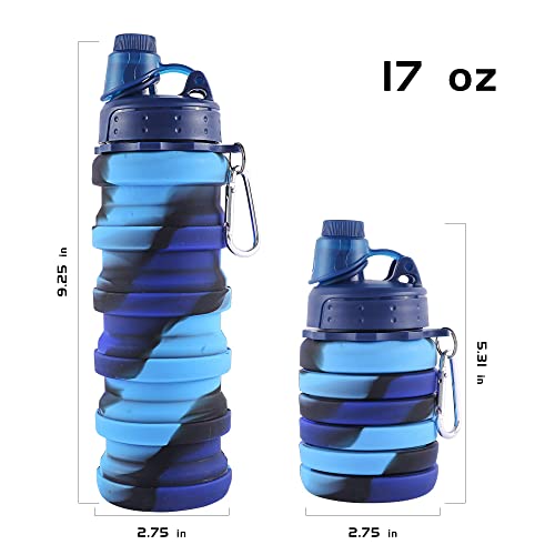 KASTWAVE Sports Water Bottle, KASTWAVE Collapsible Water Bottles Reuseable BPA Free Silicone Foldable Water Bottles for Outdoor Travel Camping Hiking Kids Students Girl Women, (BLUE)
