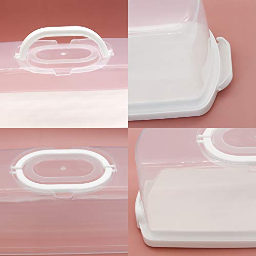 Agyvvt Bread Box with Handle Portable Loaf Cake Container Plastic Rectangular Food Storage Keeper Carrier 13inch Translucent Dome for Pastries, Bagels, Bread Rolls, Buns or Baguettes (White)