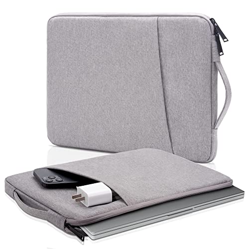 NALACAL 13 inch Laptop Sleeve Bag Compatible with MacBook Air Mac Pro M1 Surface Lenovo Dell HP Computer Bag Accessories Polyester Case with Pocket (Grey)
