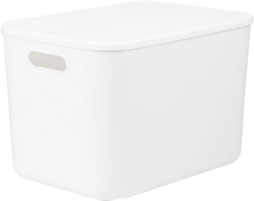 Deli 22.3L White PP Storage Box with Lid 36.5x25.5x24cm Dustproof Thickened Eco-Friendly Plastic Organizer for Clothes Toys & Home Storage